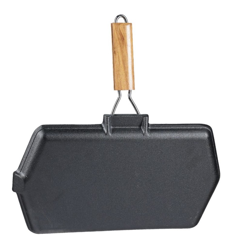 Grillpfanne Gusseisen mit klappbarem Holzgriff, 35x21 cm | Grillpfanne Gusseisen Grillpfanne Gusseisen mit klappbarem Holzgriff, 35x21 cm | Grillpfanne Gusseisen | Gusseisenpfanne |