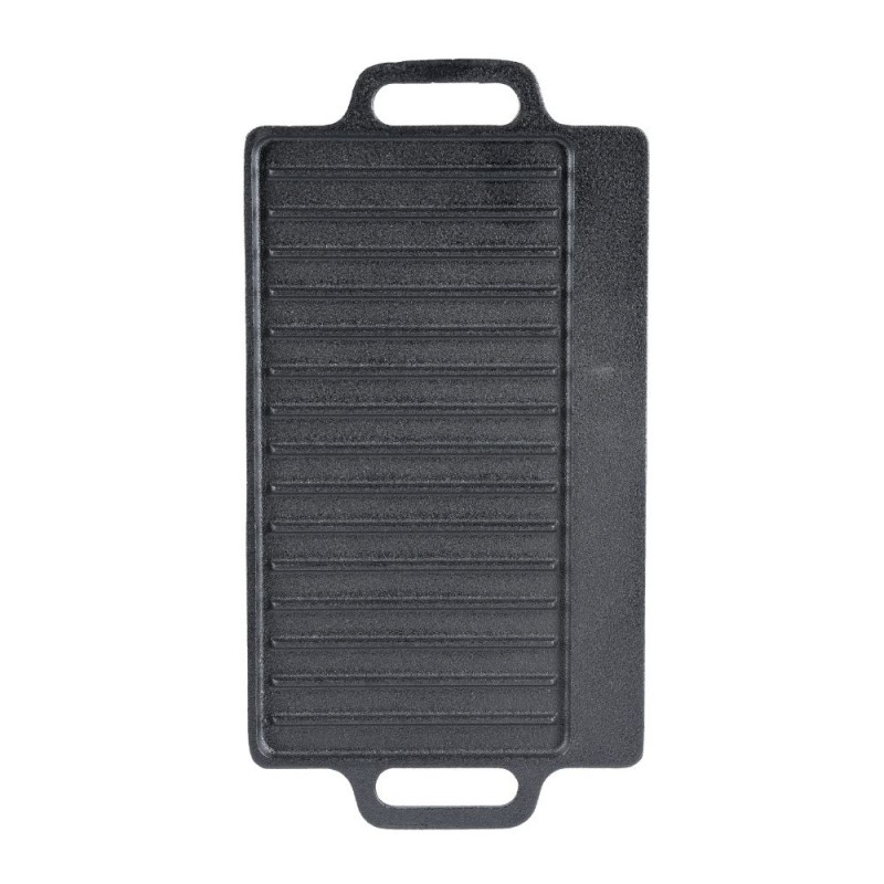 Doppelseitige Grillplatte aus Gusseisen, 43x23 cm - 