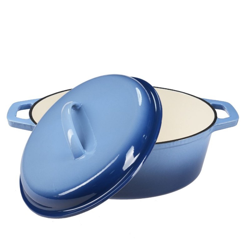 Geëmailleerde gietijzeren pot, Blau, Oval, 33x27см - 