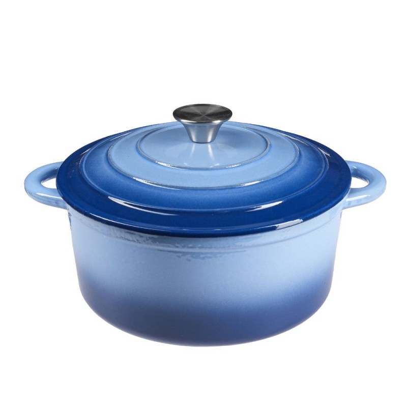 Geëmailleerde gietijzeren pot, Blau, Ф22 - Gusseisen Topf